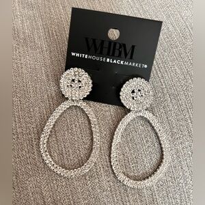 WHBM silver crystal statement hoop earrings